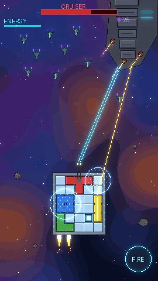 Concept: modular ship firing at a scrap cruiser
